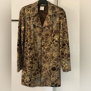 Holiday , zip front blazer! Gold metallic  light weight fabric!